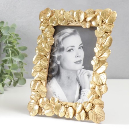 Photo frame Polystone 10x15 cm "Leaflets" gold 21x16 cm-1