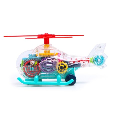 The helicopter "gears", light and sound, works from batteries-1