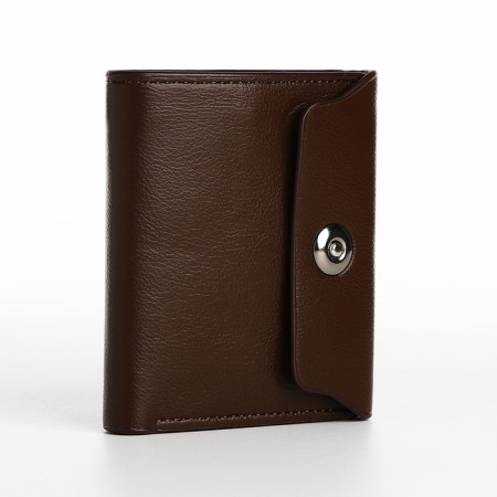 Male purse on a magnet, department for bills, for maps, for coins, brown color