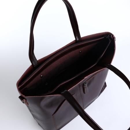 Luggage bag with a zipper, 3 external pockets, a long belt, a dark brown color-8
