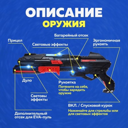 Blaster "Destroyer", shoots with soft bullets, light and sound effects-3