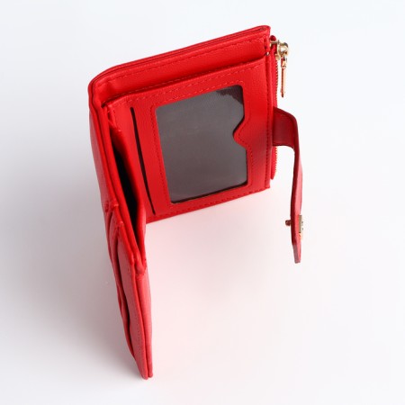 Women's wallet on the button, red color-4