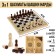 Board game 3 in 1 "Marble": chess, checkers, backgammon, woodboard 40 x 40 cm