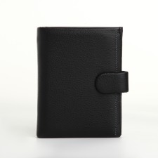 Male purse on the button, department for auto documents, black color