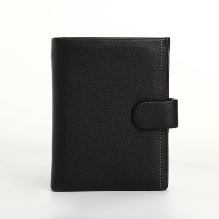 Male purse on the button, department for auto documents, black color