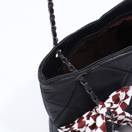 Soper bag with zipper, black color-3