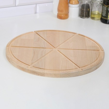 Wooden board with a groove "for pizza" for 6 pieces of 32x32x1.8 cm birch-1