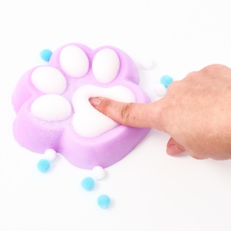 Squash anti -stress - a toy "Cat's foot", with a fluffy sprinkle, mix-1