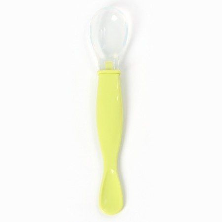 Spoon for children silicone for feeding, green color-1