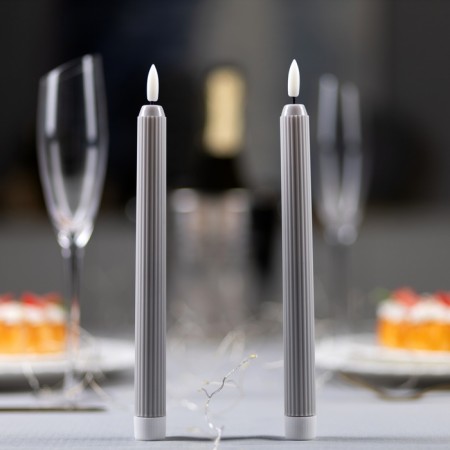 LED candle wax "gray", 2x25 cm, AAX2 (not in set.), Set 2 pcs, t/white-1