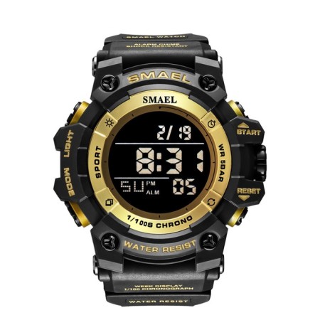 Watch is an electronic watch, with an alarm clock, D-5.9 cm, strap L-26 cm, 5 atm, black strap