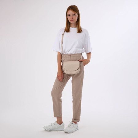 Female bag on a valve, beige color-7