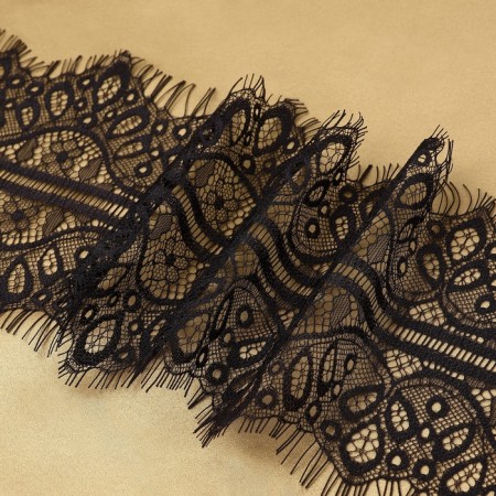 Lace cilia, 130 mm × 9 ± 0.5 m, in Bobin 3 pcs 3 m, black color-2