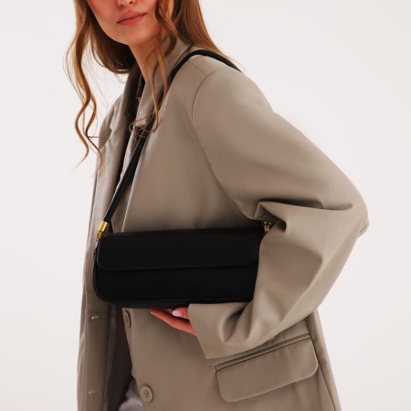 Female bag, baguette, on a magnet, black color-8