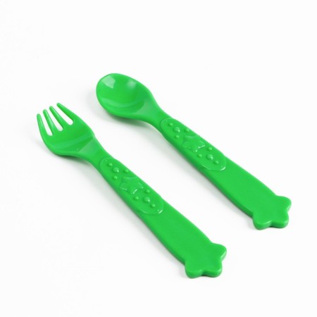 A set of children's dishes "Leopard", a plate on the suction cup 250ml, fork, spoon-4