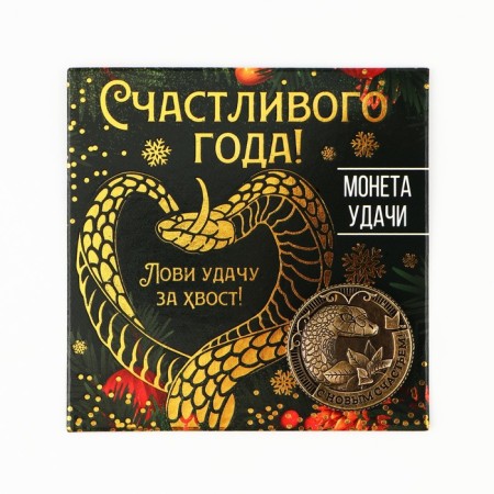 Coin New Year's amulet "New Year: Happy Year", Diam 2.5 cm-2