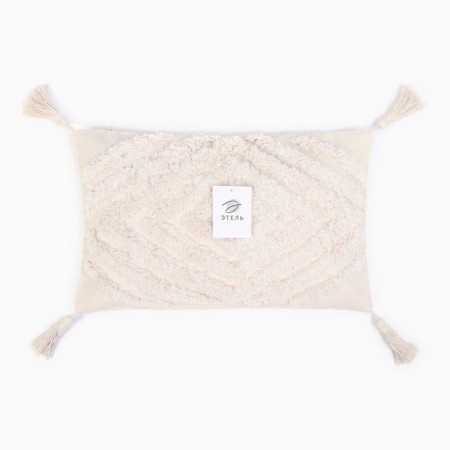 Decorative pillowcase "Ethel" boho, 30x50 cm, milk color, 100% cotton-4