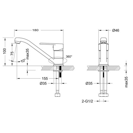 LEMARK POINT LM0307C shell mixer, single -leaf, pour length - 155 mm, chrome-1
