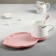 Tea couple ceramic "leaf", 3 objects: a cup 320 ml, a saucer 25.5 × 16 cm, a spoon, pink color