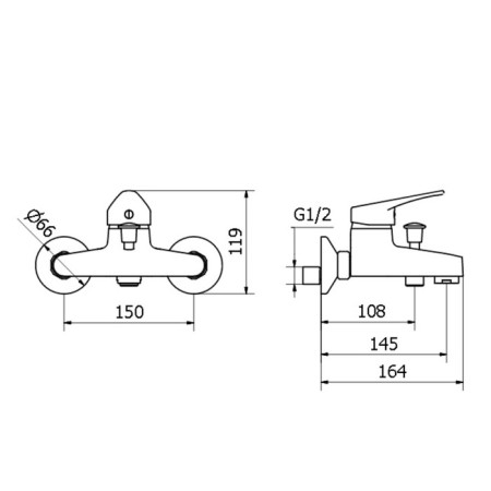 Bath mixer Zipponi Kristal, 1-crap, with hand-watering watering cums, color chromium-1