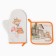 Set of kitchen. Ethel "Rabbits" mittens-seging 20x28cm, 19x19cm wax, 100% HL