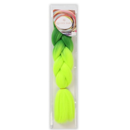 Zumba Kanecalon two-tone, corrugated, 60 cm, 100 g, bright green/lemon color (#by40)-6