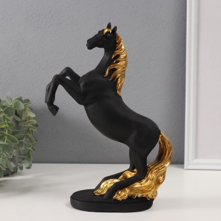 Souvenir Polystone "Black Horse with Golden mane" 6.7x19.5x28 cm