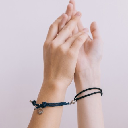 Bracelets "Demetrons" on a magnet, waves, black-blue color, 7 cm-3