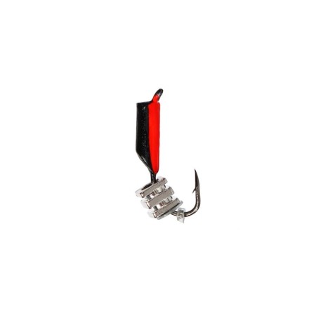 Mormyshka column black, red abdomen + tetro cube silver, weight 0.7 g-1
