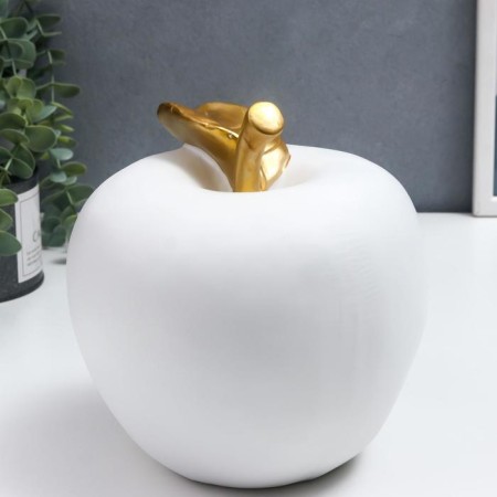 Polystone souvenir "White apple with a gold leaf" 18.5x17x17 cm-1