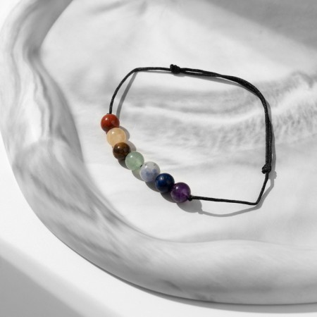 Bracelet of desires "7 chakras" on a black thread, the length is regulated-6