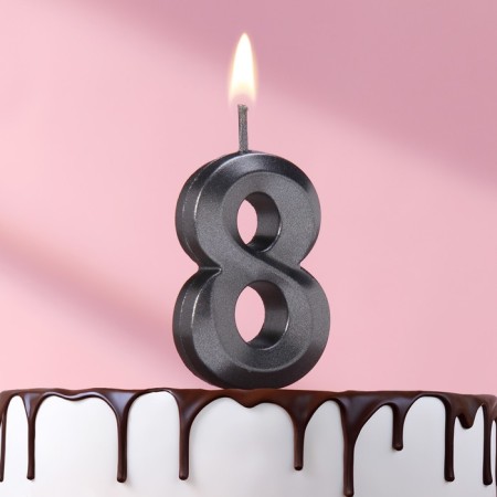 Candle in the cake on the skewer "Fine", the number "8", black, 5 cm