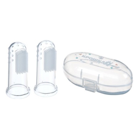 Children's toothbrush 2 pcs per finger, in a transparent container, silicone