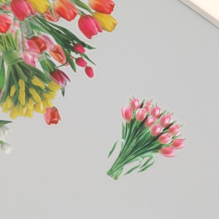 Plastic stickers "Spring flowers. Tulips" set 40 pcs 15x8 cm-2