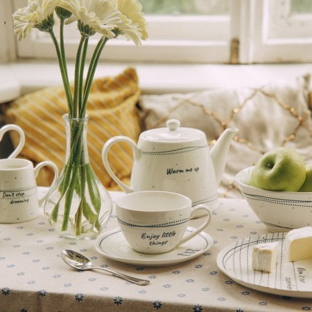 Set of Porcelain SL Home "House", 4 objects: 2 cups 275 ml, 2 saucers d = 15.5 cm, white color-9