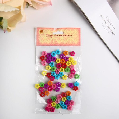 Beads for creativity plastic "Bright flowers" set 70 pcs 0.6x1x1 cm-3