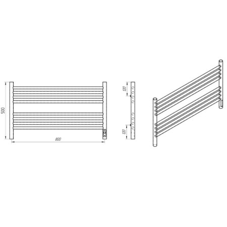 Towel electric heated Laris Olivia ChK8, 800x500 mm, 8 crossbars, right, white-8