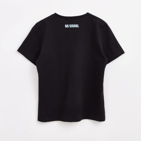 Female T -shirt, size XS, black color, blue-7