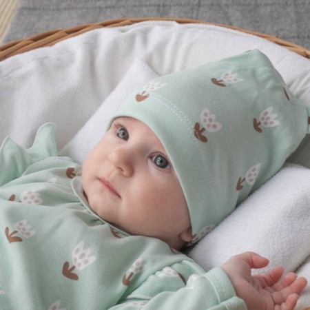 Hat with ears children's kinderlitto “first flowers”, age 0-3 months, 3 pcs-3