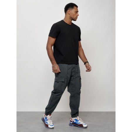 Cargo jeans men, size 54, dark gray color-4