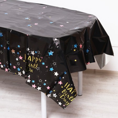Great tablecloth “Happy Birthday” 137 × 183 cm, black color-1