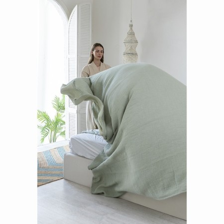 Bilateral veil of muslin grassy green color Essential, size 180x250 cm-1