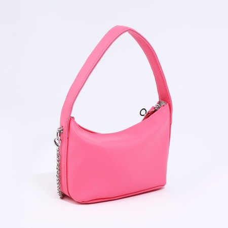 Baget bag with zipper, chain, pink color-1