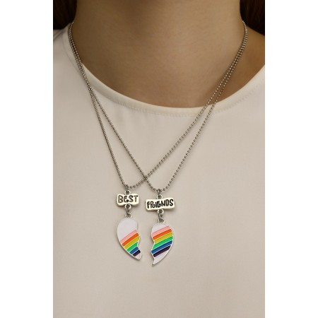 Kulons "Demetrons" Rainbow in the heart, colored in silver, l = 45 cm-1