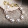 Baroque pearl bracelet, beads, white color in gold, l = 18 cm