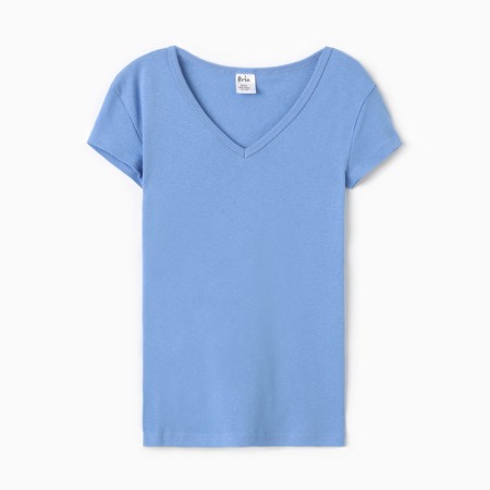 Women's T-shirt V-shaped neckline, color that is blue, size 46