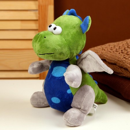Soft toy "Dragon", with a blue tummy, 20 cm, the color is gray-green-2