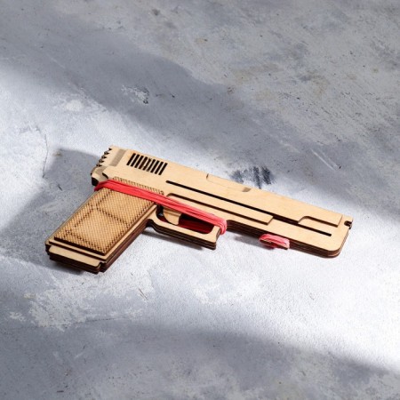 Souvenir wooden pistol elaborate TT, shoots with elastic bands-1