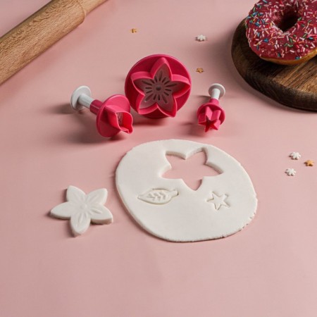 A set of plungers of confectionery shares “Flower. Leaf. Star ", 3 pcs
