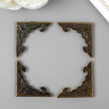 Metal corner "relief" bronze set 4 pcs 3.8x3.8 cm-1